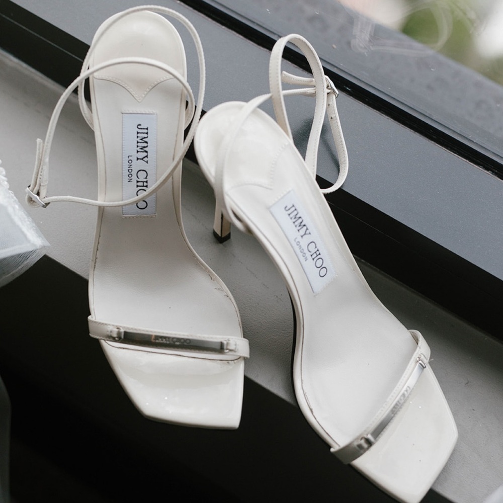 UNUSED Jimmy Choo Jaxon 95mm Leather Sandal in White